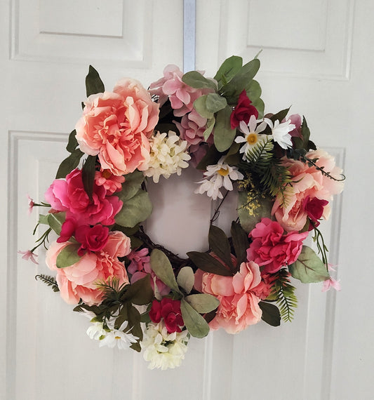 Peach & Pink Peony Wreath